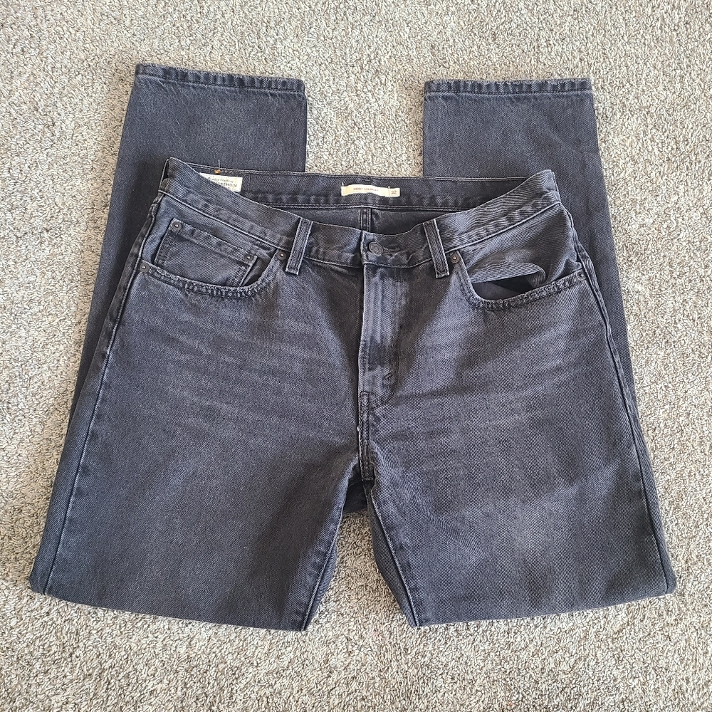 Levi's Premium Washed Black Middy Straight 100% Cotton Jeans Size 32